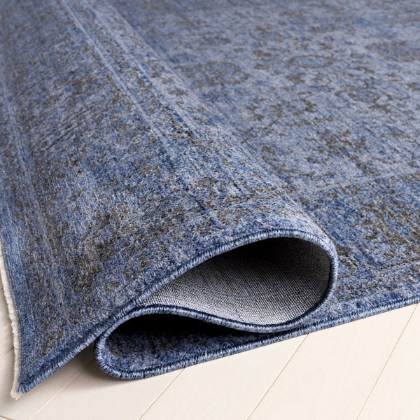 Safavieh Vintage Navy Overdyed Round Rug With Floral Motifs, Power-Loomed Polyester For Soft, Durable Style 4'-0" x 4'-0" VOD810N-4R
