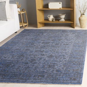 Safavieh Vintage Navy Overdyed Area Rug — Low-Profile Polyester With Cotton-Latex Backing, Timeless Elegance And Easy Care 6'-0" x 9'-0" VOD810N-6