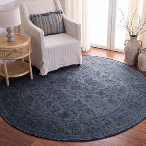 Safavieh Vintage Navy Overdyed Area Rug — Low-Profile Polyester With Cotton-Latex Backing, Timeless Elegance And Easy Care 6'-0" x 9'-0" VOD810N-6