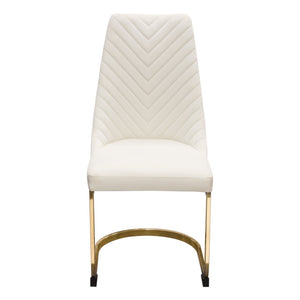 Diamond Sofa Vogue Set Of 2 Cream Velvet Dining Chairs With Elegant Gold Metal Frame For Luxurious Dining Experience Cream Velvet Vogue2dccm2pk