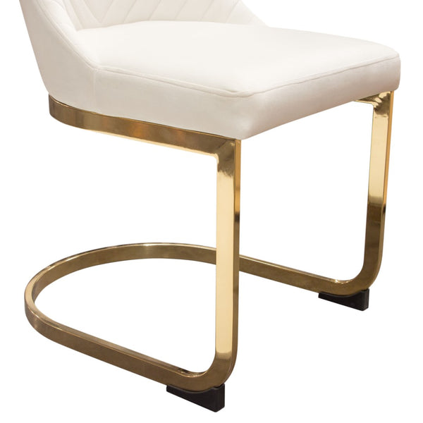 Diamond Sofa Vogue Set Of 2 Cream Velvet Dining Chairs With Elegant Gold Metal Frame For Luxurious Dining Experience Cream Velvet Vogue2dccm2pk