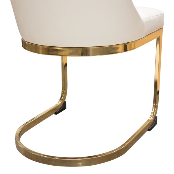 Diamond Sofa Vogue Set Of 2 Cream Velvet Dining Chairs With Elegant Gold Metal Frame For Luxurious Dining Experience Cream Velvet Vogue2dccm2pk