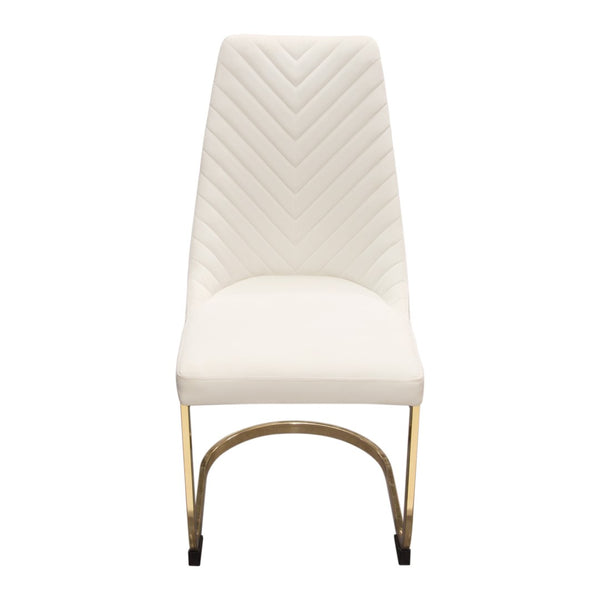 Diamond Sofa Vogue Set Of 2 Cream Velvet Dining Chairs With Elegant Gold Metal Frame For Luxurious Dining Experience Cream Velvet Vogue2dccm2pk