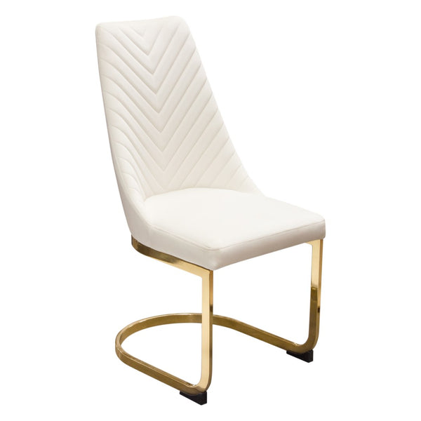 Diamond Sofa Vogue Set Of 2 Cream Velvet Dining Chairs With Elegant Gold Metal Frame For Luxurious Dining Experience Cream Velvet Vogue2dccm2pk