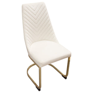 Diamond Sofa Vogue Set Of 2 Cream Velvet Dining Chairs With Elegant Gold Metal Frame For Luxurious Dining Experience Cream Velvet Vogue2dccm2pk