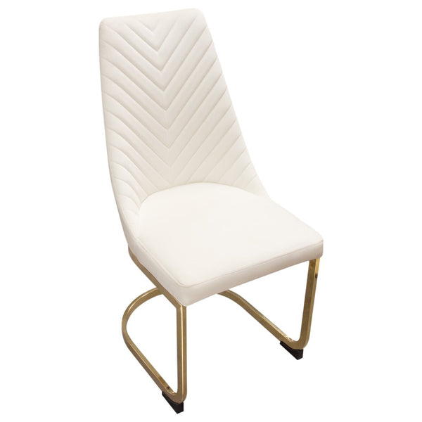 Diamond Sofa Vogue Set Of 2 Cream Velvet Dining Chairs With Elegant Gold Metal Frame For Luxurious Dining Experience Cream Velvet Vogue2dccm2pk