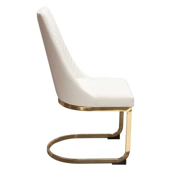 Diamond Sofa Vogue Set Of 2 Cream Velvet Dining Chairs With Elegant Gold Metal Frame For Luxurious Dining Experience Cream Velvet Vogue2dccm2pk