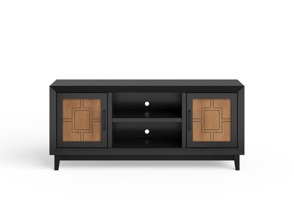 Legends Furniture Bridgevine Home Ventura 65 Inch Tv Stand For Tvs Up To 75 Inches, No Assembly Required, Black And Bourbon Finish Black  Vr1210.Sls
