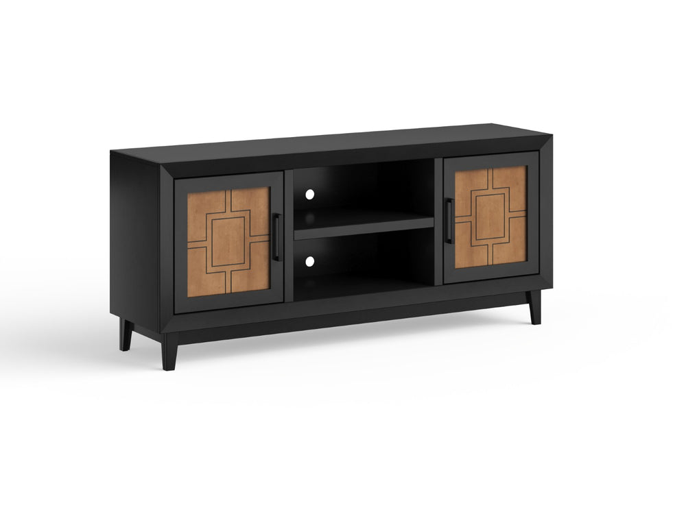 Legends Furniture Bridgevine Home Ventura 65 Inch Tv Stand For Tvs Up To 75 Inches, No Assembly Required, Black And Bourbon Finish Black  Vr1210.Sls