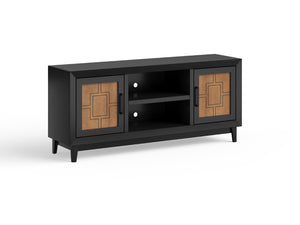 Legends Furniture Bridgevine Home Ventura 65 Inch Tv Stand For Tvs Up To 75 Inches, No Assembly Required, Black And Bourbon Finish Black  Vr1210.Sls