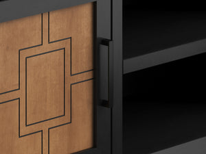 Legends Furniture Bridgevine Home Ventura 65 Inch Tv Stand For Tvs Up To 75 Inches, No Assembly Required, Black And Bourbon Finish Black  Vr1210.Sls