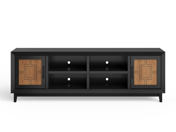 Legends Furniture Bridgevine Home Ventura 86 Inch Tv Stand For Tvs Up To 95 Inches, No Assembly Required, Black And Bourbon Finish Black  Vr1211.Sls