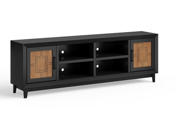 Legends Furniture Bridgevine Home Ventura 86 Inch Tv Stand For Tvs Up To 95 Inches, No Assembly Required, Black And Bourbon Finish Black  Vr1211.Sls