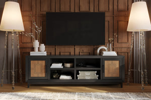 Legends Furniture Bridgevine Home Ventura 86 Inch Tv Stand For Tvs Up To 95 Inches, No Assembly Required, Black And Bourbon Finish Black  Vr1211.Sls