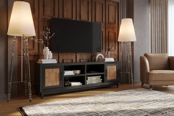 Legends Furniture Bridgevine Home Ventura 86 Inch Tv Stand For Tvs Up To 95 Inches, No Assembly Required, Black And Bourbon Finish Black  Vr1211.Sls