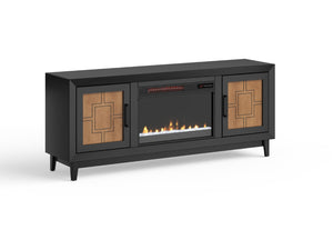 Legends Furniture Bridgevine Home Ventura 70 Inch Fireplace Tv Stand For Tvs Up To 80 Inches, Black And Bourbon Finish Black  Vr5210.Sls