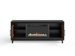 Legends Furniture Bridgevine Home Ventura 70 Inch Fireplace Tv Stand For Tvs Up To 80 Inches, Black And Bourbon Finish Black  Vr5210.Sls