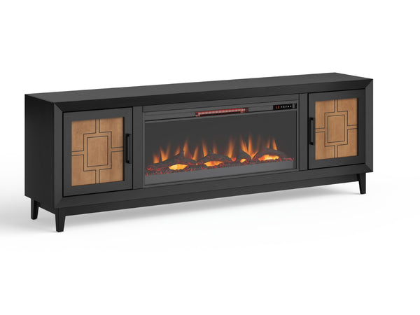 Legends Furniture Bridgevine Home Ventura 86 Inch Fireplace Tv Stand For Tvs Up To 95 Inches, Black And Bourbon Finish Black  Vr5410.Sls