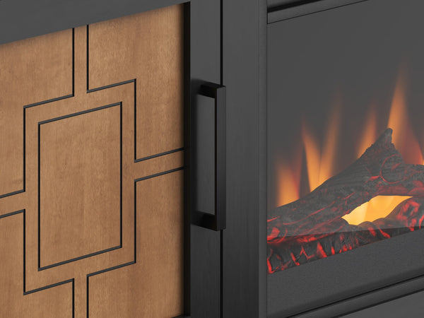 Legends Furniture Bridgevine Home Ventura 86 Inch Fireplace Tv Stand For Tvs Up To 95 Inches, Black And Bourbon Finish Black  Vr5410.Sls