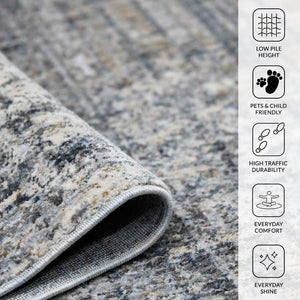 Amer Rugs Vermont Contemporary Power-loom Area Rug For Living Rooms And Bedrooms – Soft, Durable Design Gray Polyester Vrm12708