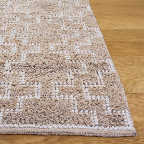 Safavieh Vermont Hand-Woven Beige Runner With Scandinavian Geometric Pattern, Pet-Yarn Pile, Durable Low-Profile Rug 2'-3" x 8'-0" VRM125B-28