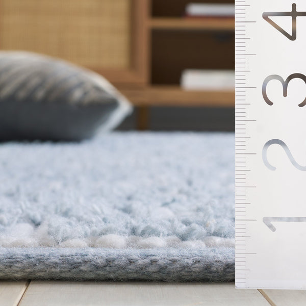 Safavieh Vermont Handwoven Light Blue Area Rug — Minimalist Pet Yarn Low-Pile Square Rug, Calming Modern Anchor 6'-0" x 6'-0" VRM125M-6SQ