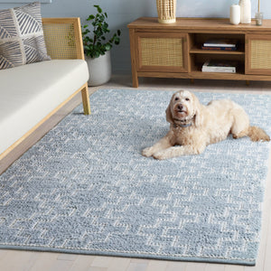 Safavieh Vermont Handwoven Light Blue Area Rug — Minimalist Pet Yarn Low-Pile Square Rug, Calming Modern Anchor 6'-0" x 6'-0" VRM125M-6SQ