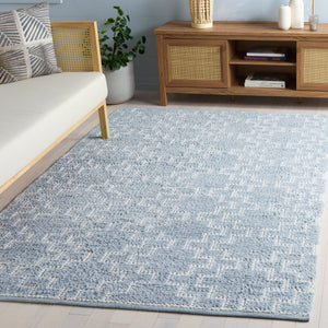 Safavieh Vermont Handwoven Light Blue Area Rug — Minimalist Pet Yarn Low-Pile Square Rug, Calming Modern Anchor 6'-0" x 6'-0" VRM125M-6SQ