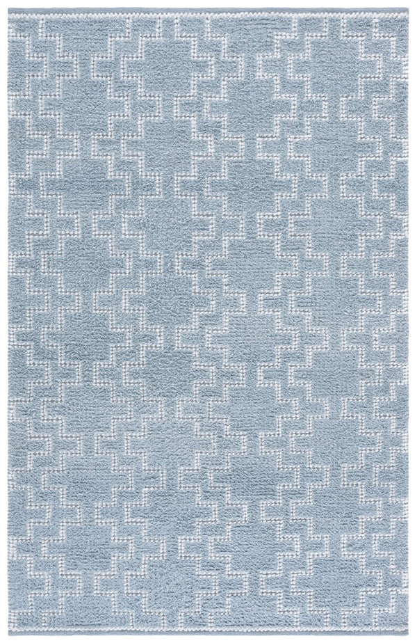 Safavieh Vermont Handwoven Light Blue Area Rug — Minimalist Pet Yarn Low-Pile Square Rug, Calming Modern Anchor 6'-0" x 6'-0" VRM125M-6SQ