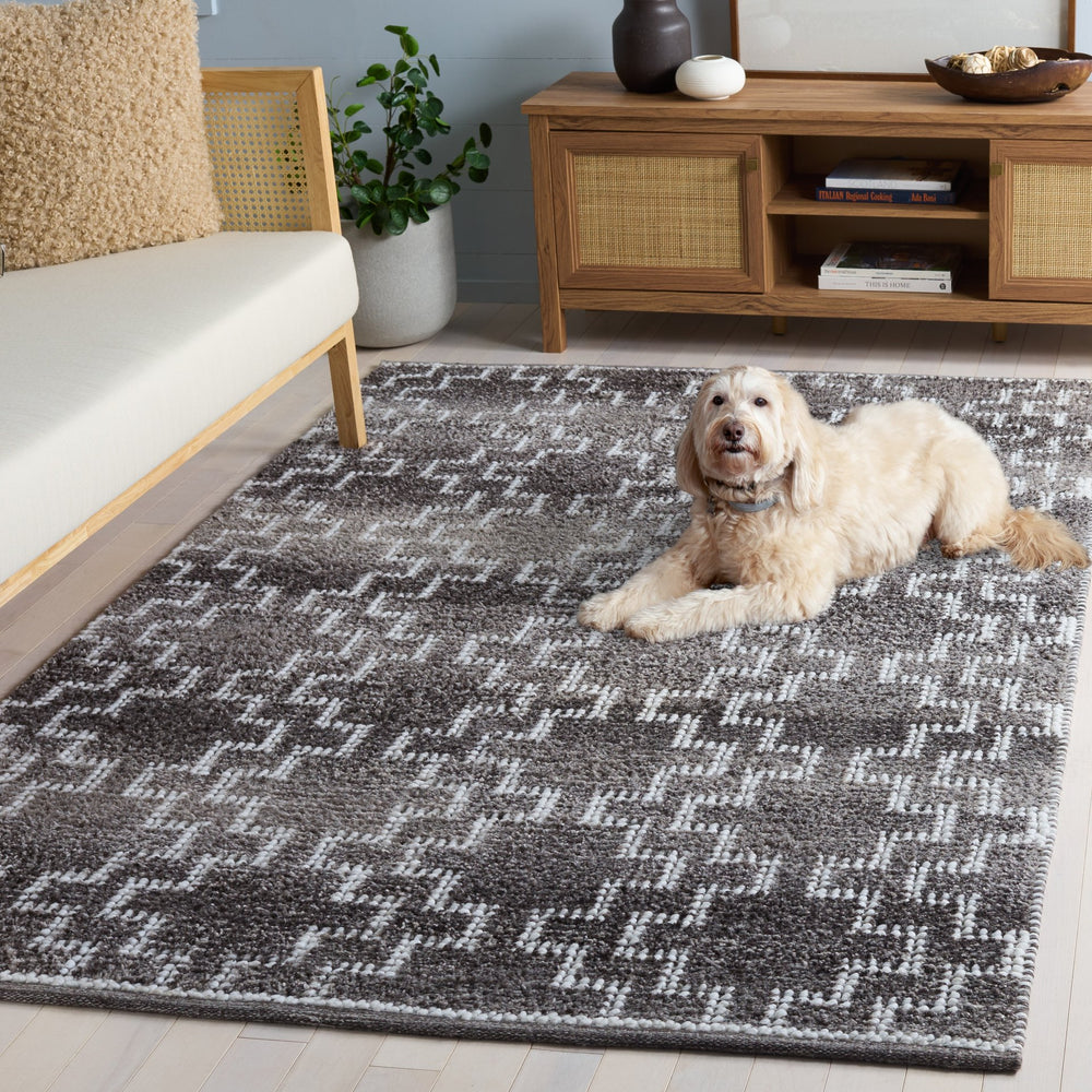 Safavieh Vermont Handwoven Brown Area Rug — Modern Scandinavian Minimalist Pet Yarn, Low-Profile Texture For Living Rooms 6'-0" x 9'-0" VRM125T-6