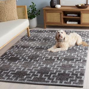 Safavieh Vermont Hand‑Woven Brown Geometric Rug — Low‑Profile Pet Yarn Pile, Cozy Scandinavian Style For Small Spaces 4'-0" x 6'-0" VRM125T-4