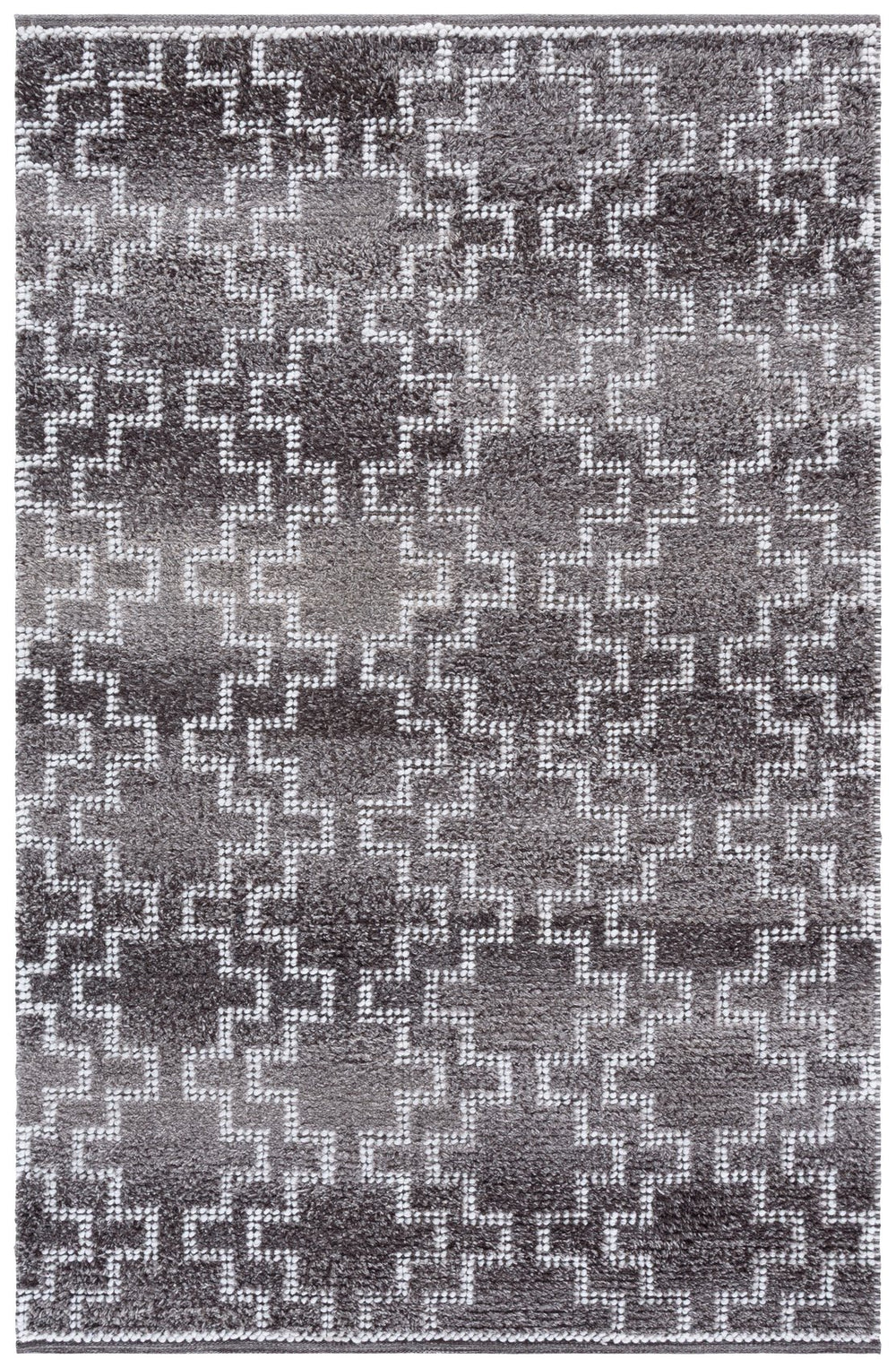 Safavieh Vermont Hand‑Woven Brown Geometric Rug — Low‑Profile Pet Yarn Pile, Cozy Scandinavian Style For Small Spaces 4'-0" x 6'-0" VRM125T-4