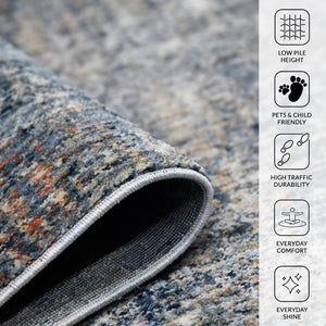 Amer Rugs Vermont Persian Bordered Power-loom Area Rug - Soft, Durable Design For Contemporary Home Decor Gray,Orange Polyester Vrm20203