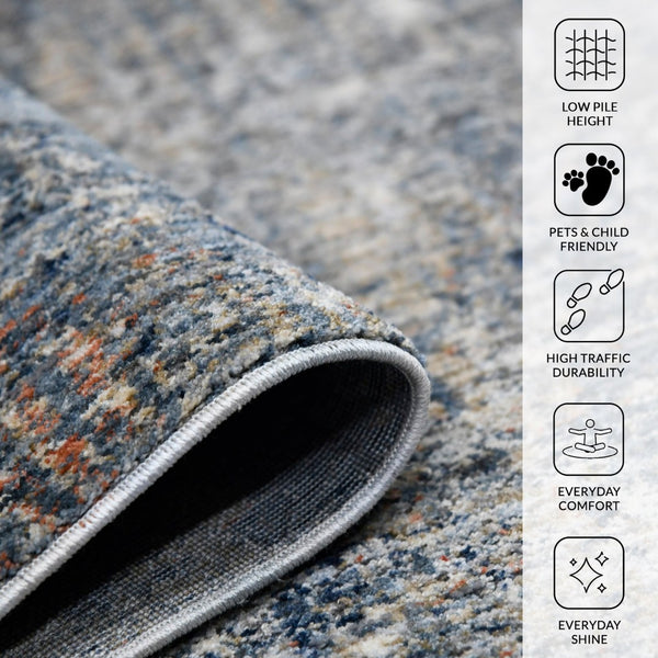 Amer Rugs Vermont Persian Bordered Power-loom Area Rug - Soft, Durable Design For Contemporary Home Decor Gray,Orange Polyester Vrm20203