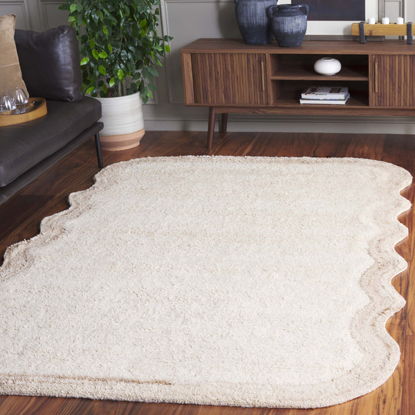 Safavieh Vermont Plush Ivory 6X8 Wool Area Rug – Handcrafted Tufted 1" Pile, Subtle Tonal Ripple Pattern, Durable Elegance VRM210A-68