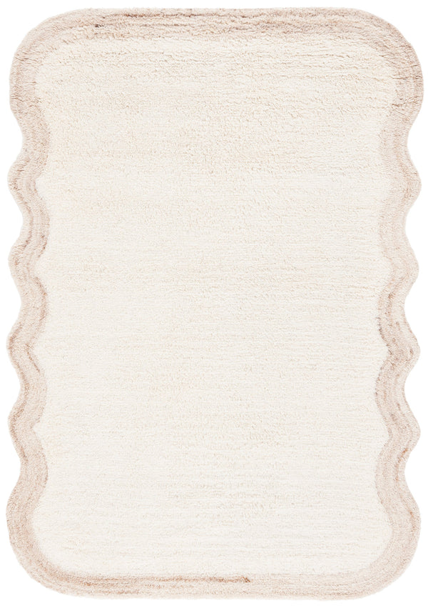 Safavieh Vermont Plush Ivory 6X8 Wool Area Rug – Handcrafted Tufted 1" Pile, Subtle Tonal Ripple Pattern, Durable Elegance VRM210A-68