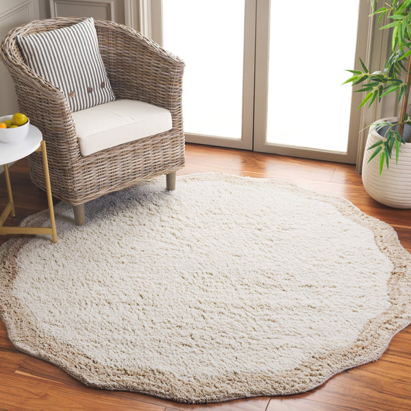 Safavieh Vermont Plush Ivory 6X8 Wool Area Rug – Handcrafted Tufted 1" Pile, Subtle Tonal Ripple Pattern, Durable Elegance VRM210A-68