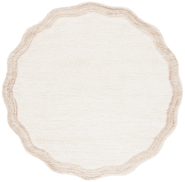 Safavieh Vermont Plush Ivory 6X8 Wool Area Rug – Handcrafted Tufted 1" Pile, Subtle Tonal Ripple Pattern, Durable Elegance VRM210A-68