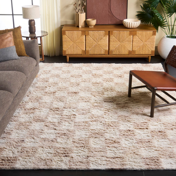 Safavieh Vermont Handcrafted Area Rug – Luxurious Wool Pile With Modern Abstract Design For Cozy Living Spaces Beige ,Ivory Wool Pile Vrm222b-6