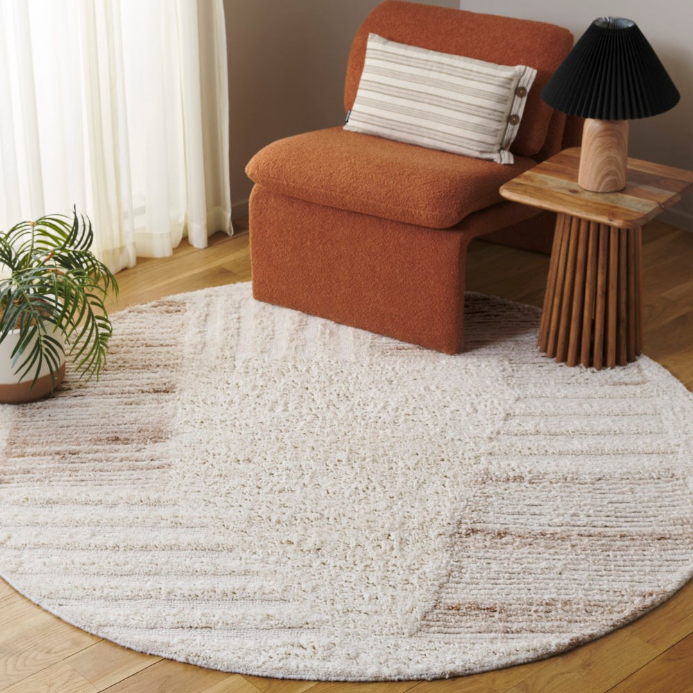 Safavieh Vermont Hand-tufted Wool Area Rug - Modern Elegance With Textured Stripes For Timeless Décor Ivory ,Beige Wool Pile Vrm224b-4