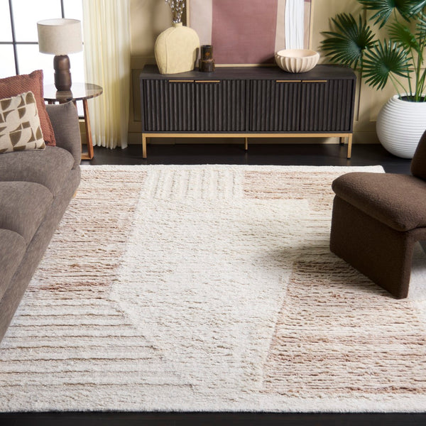 Safavieh Vermont Hand-tufted Wool Area Rug - Modern Elegance With Textured Stripes For Timeless Décor Ivory ,Beige Wool Pile Vrm224b-4