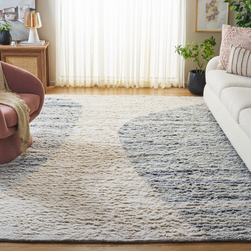 Safavieh Vermont Modern Area Rug - Luxurious Table Tufted Wool & Recycled Cotton Design For Elegant Spaces Ivory ,Grey 70% Wool,30% Recycled Cotton Vrm228a-3