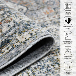 Amer Rugs Vermont Persian Bordered Power-loom Area Rug – Stylish Comfort For Living Rooms And Bedrooms Gray,Ivory Polyester Vrm30203