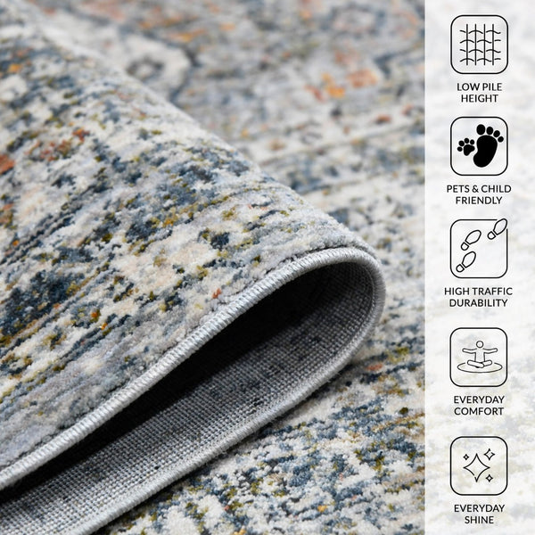 Amer Rugs Vermont Persian Bordered Power-loom Area Rug – Stylish Comfort For Living Rooms And Bedrooms Gray,Ivory Polyester Vrm30203