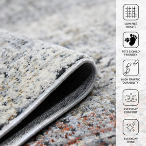 Amer Rugs Vermont Contemporary Power-loom Area Rug For Living Rooms And Bedrooms – Soft, Durable Design Gray Polyester Vrm42708