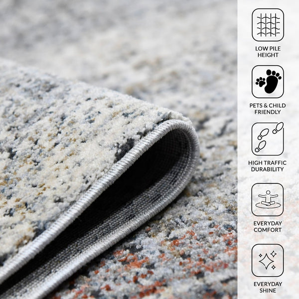 Amer Rugs Vermont Contemporary Power-loom Area Rug For Living Rooms And Bedrooms – Soft, Durable Design Gray Polyester Vrm42708