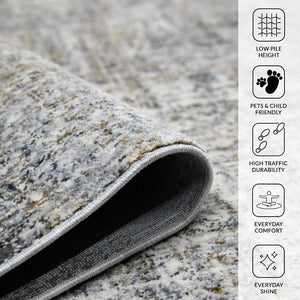 Amer Rugs Vermont Contemporary Power-loom Area Rug For Living Rooms And Bedrooms – Soft, Durable Design Gray,Orange Polyester Vrm52708