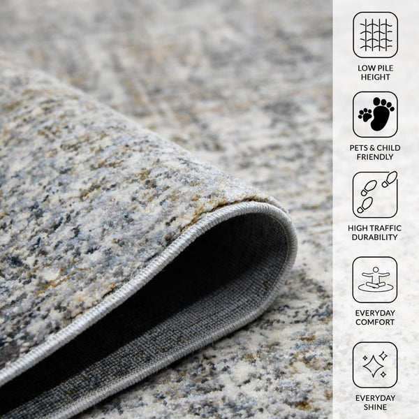 Amer Rugs Vermont Contemporary Power-loom Area Rug For Living Rooms And Bedrooms – Soft, Durable Design Gray,Orange Polyester Vrm52708