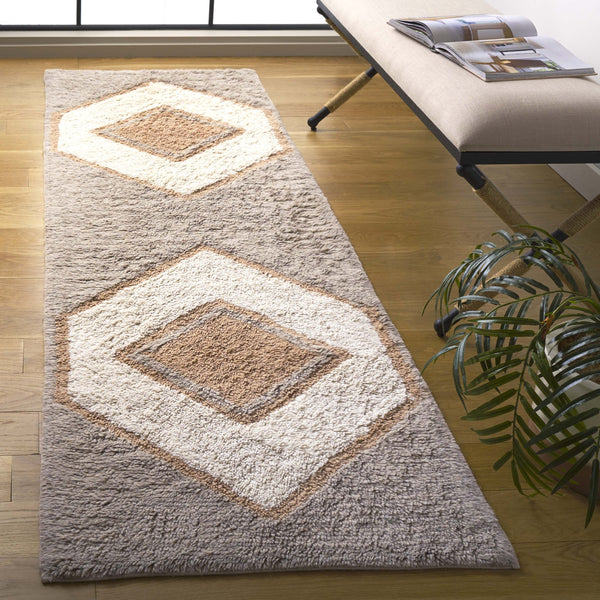 Safavieh Vermont Hand-tufted Area Rug - Contemporary Geometric Design In Warm Neutral Hues For Modern Homes Ivory ,Brown 80% Wool,20% Cotton Vrm557a-8