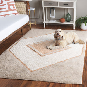 Safavieh Vermont Hand-tufted Area Rug - Contemporary Geometric Design In Warm Neutral Hues For Modern Homes Ivory ,Brown 80% Wool,20% Cotton Vrm557a-8